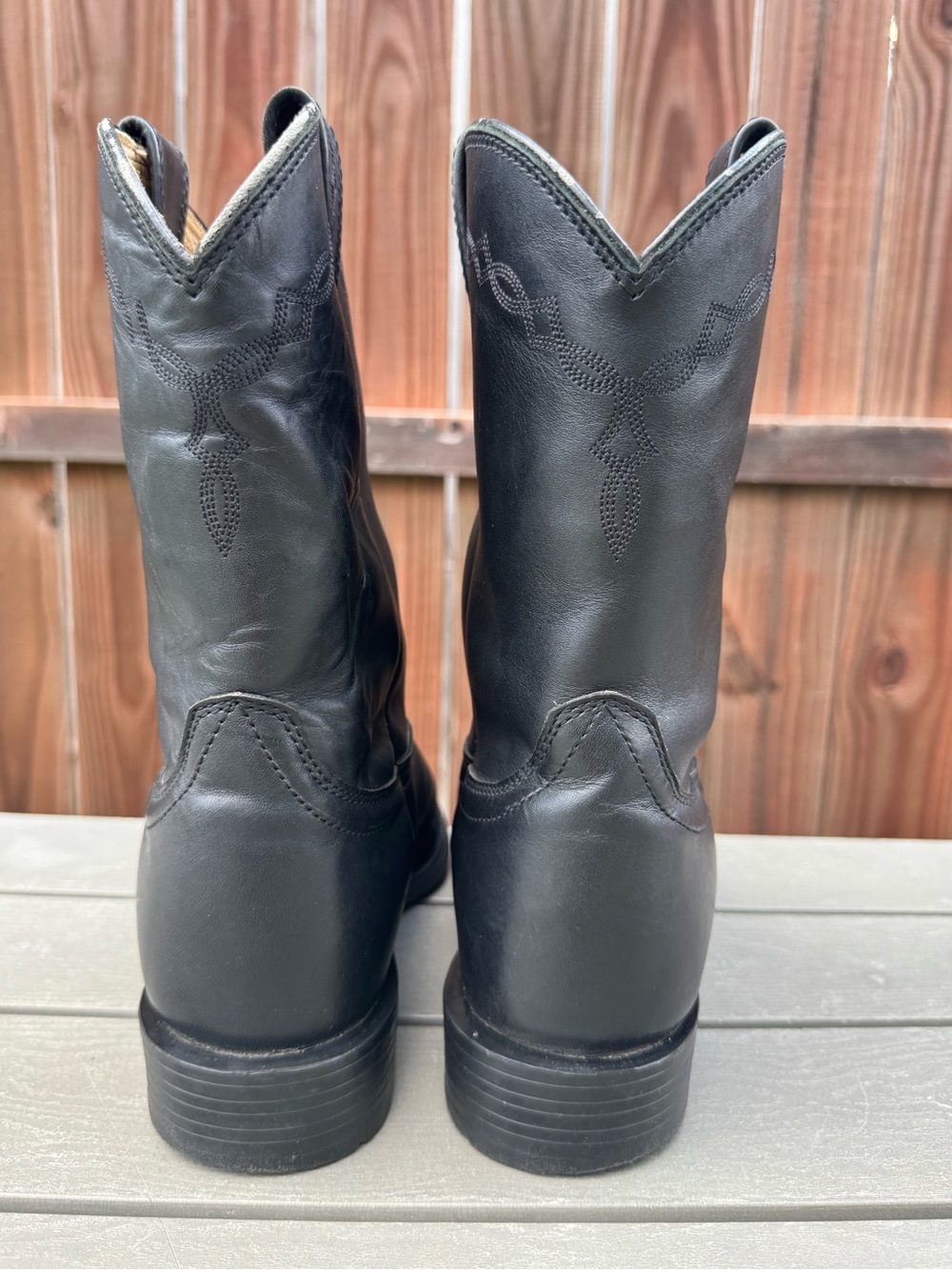 Ariat Heritage Roper Black Leather Western Boots Men’s 10EE Wide - Picture 9 of 16